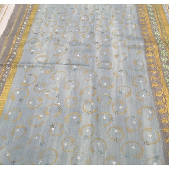 Designers Guild England Qamis Fabric Light Blue Gold Green 50 “ x 54 “ - Picture 1 of 10